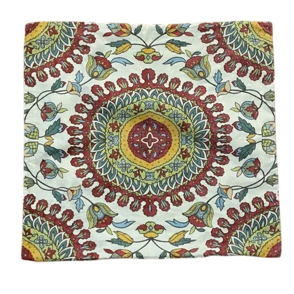 Pottery Barn Della Medallion Pillow Cover 24x24 Cotton Linen Blend Boho